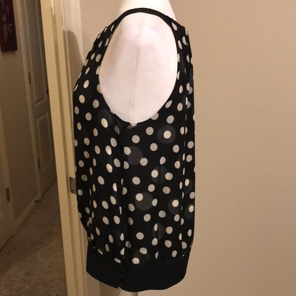Ann Taylor - off white and black, polka dot top - Picture 2 of 6